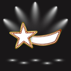 Retro Arrow With Space For Text. Retro Billboard. Light Frame. Background with Spotlight. Retro Banner. Concept For Your Message. Vector illustration