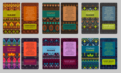 Collection of colorful ornamental business card. It can be used for business cards, invitations, flyers, banners, greeting cards.