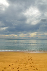 Beautiful beach with blue sky at Mai khao beach, Phuket, Thailand..