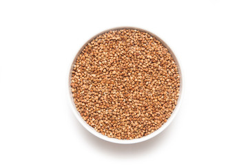 buckwheat grain in the white plate