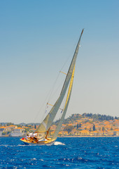 Fototapeta premium sailing in Spetses island in Greece