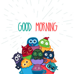 Owls hand drawn banner