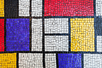Square stone tiling mosaic, colorful background