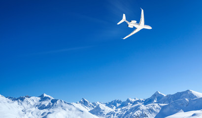 in flight over the Alps
