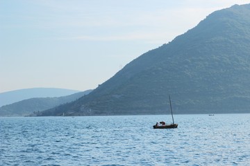 Tourists in sailing boat