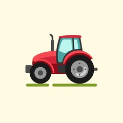 Tractor. Farmer machine. Vector flat illustration.