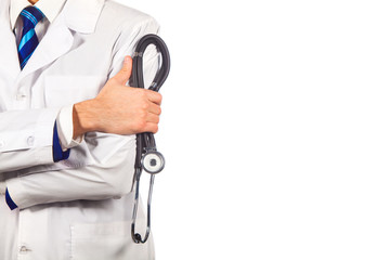 healthcare, profession, people and medicine concept -  Doctor with stethoscope