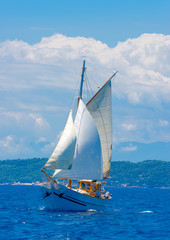 Fototapeta premium sailing in Spetses island in Greece
