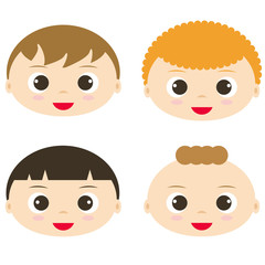 set face little boys vector