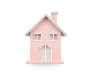 Small wooden toy house isolated on white with clipping path