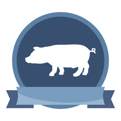 Silhouette of pig  vector icon.
