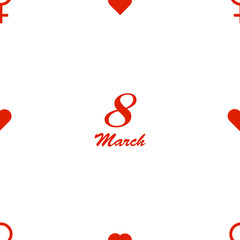 The seamless vector pattern on 8 march. Women`s day.