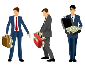 Businessman with case of money