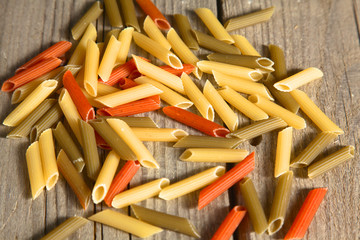 Italian Penne Rigate Macaroni Pasta raw food background or texture close up