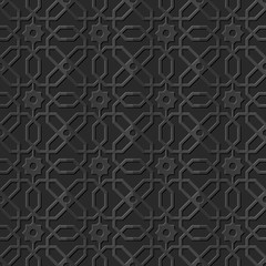 Seamless 3D elegant dark paper art pattern 298 Polygon Cross Flower
