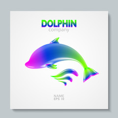 Luxury image logo Rainbow Dolphin. To design postcards, brochures, banners, logos, creative projects. 