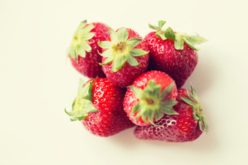 juicy fresh ripe red strawberries on white