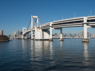 東京港とレインボーブリッジ