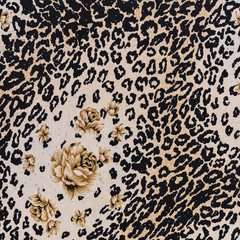 texture of print fabric striped leopard and flower