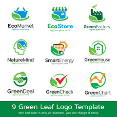 Green Leaf Logo Template Design Vector 