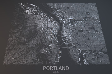 Cartina Portland, vista satellitare, Stato dell'Oregon, Stati Uniti