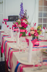 Table set for an event party or wedding reception