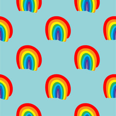 Obraz premium Rainbow seamless pattern vector hand drawn