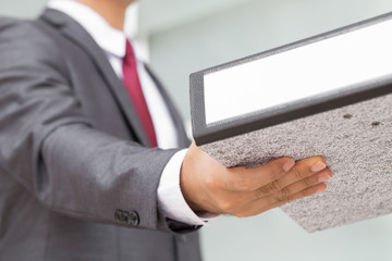 Businessman receive document files