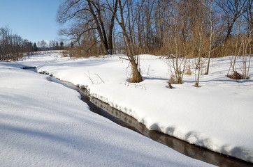 Winter landscape with river