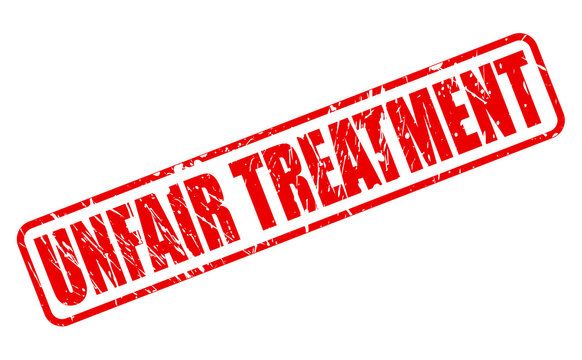 UNFAIR TREATMENT red stamp text