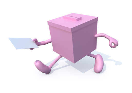 Pink election ballot box cartoon