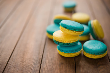 Yellow and blue macaroons