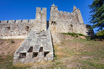 View of a casemate bunker emerging from the walls of the Feira castle. Santa Maria da Feira, Portugal.