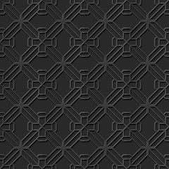 Seamless 3D elegant dark paper art pattern 301 Cross Polygon Geometry
