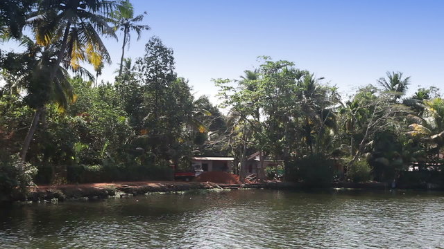 India. Houseboat on Kerala backwaters