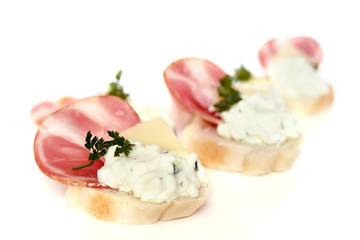 
Canapes with ham and cream cheese
