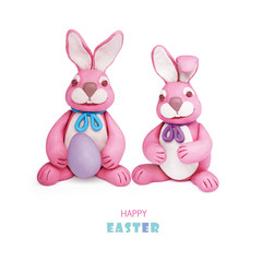 Pink plasticine rabbits