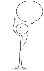 Strichmännchen mit leerer Sprechblase