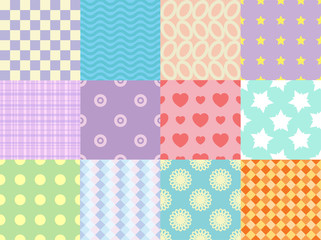Collection of gentle vector seamless patterns. Abstract wallpapers. Decorative background for cards, invitations, web design.