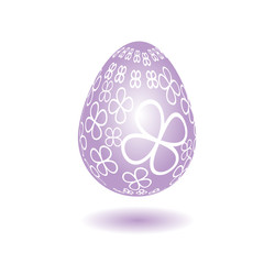 Purple egg with a pattern of white flowers
Illustration of a purple egg with a pattern of white flowers on a white background with shadow
