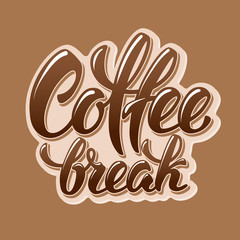 Calligraphy Lettering Inscription Coffee Break. Coffee Break Concept. Vector Illustration.