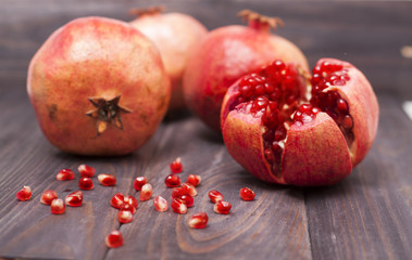 pomegranate on wooden background