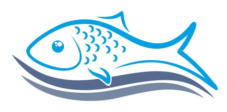 Logo of fish with wave. 