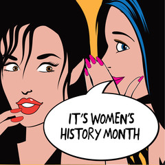 
Women's history month design with whispering women.