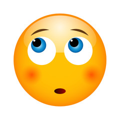 Thinking emoticon. Isolated vector illustration on white background