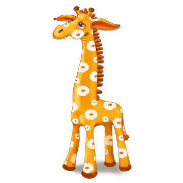 Toy giraffe with spots in the flower