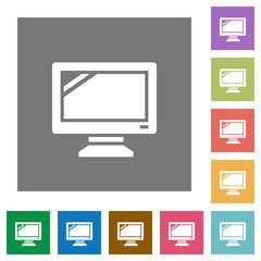 Monitor square flat icons