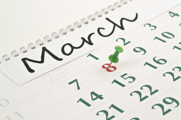 Obraz premium Calendar for the month of March 