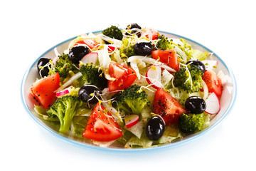 Greek salad on white background 