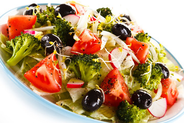 Greek salad on white background 